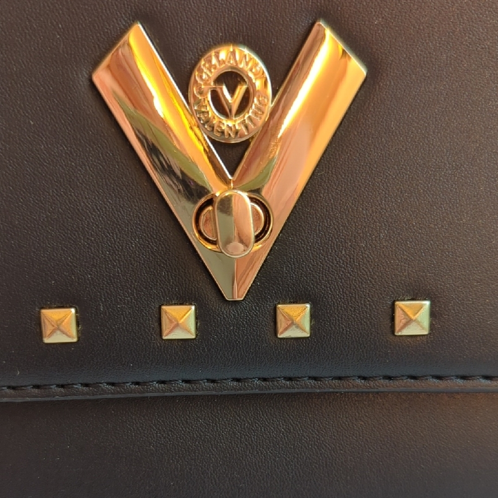 Valentino Orlandi Black Crossbody Bag with Gold Studs and Logo - Picture 2 of 7